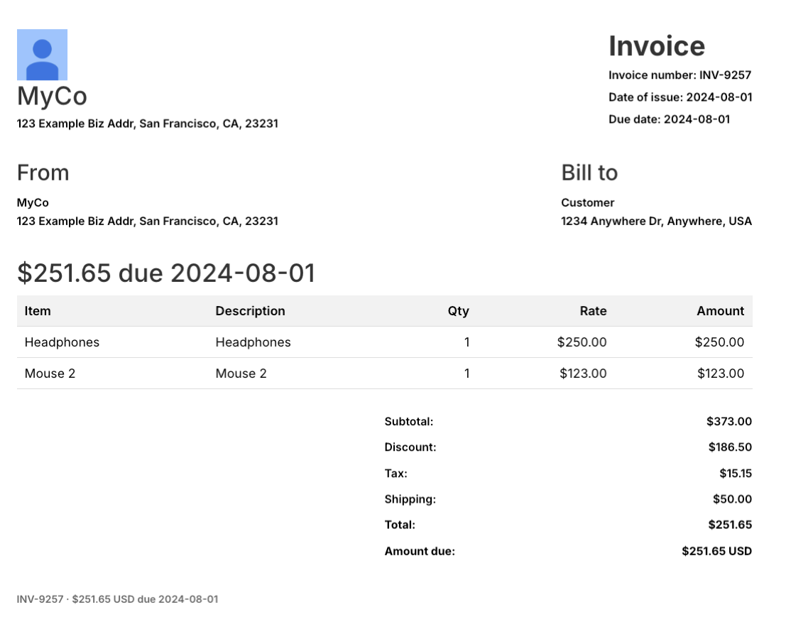 Tenfold Invoice Preview